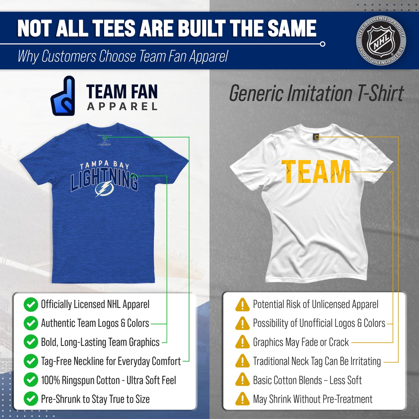 Tampa Bay Lightning NHL Adult Powerplay Heathered Unisex T-Shirt - Royal