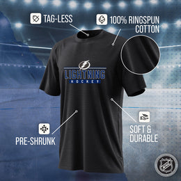 Tampa Bay Lightning Adult NHL Heather Charcoal True Fan Hockey T-Shirt - Charcoal