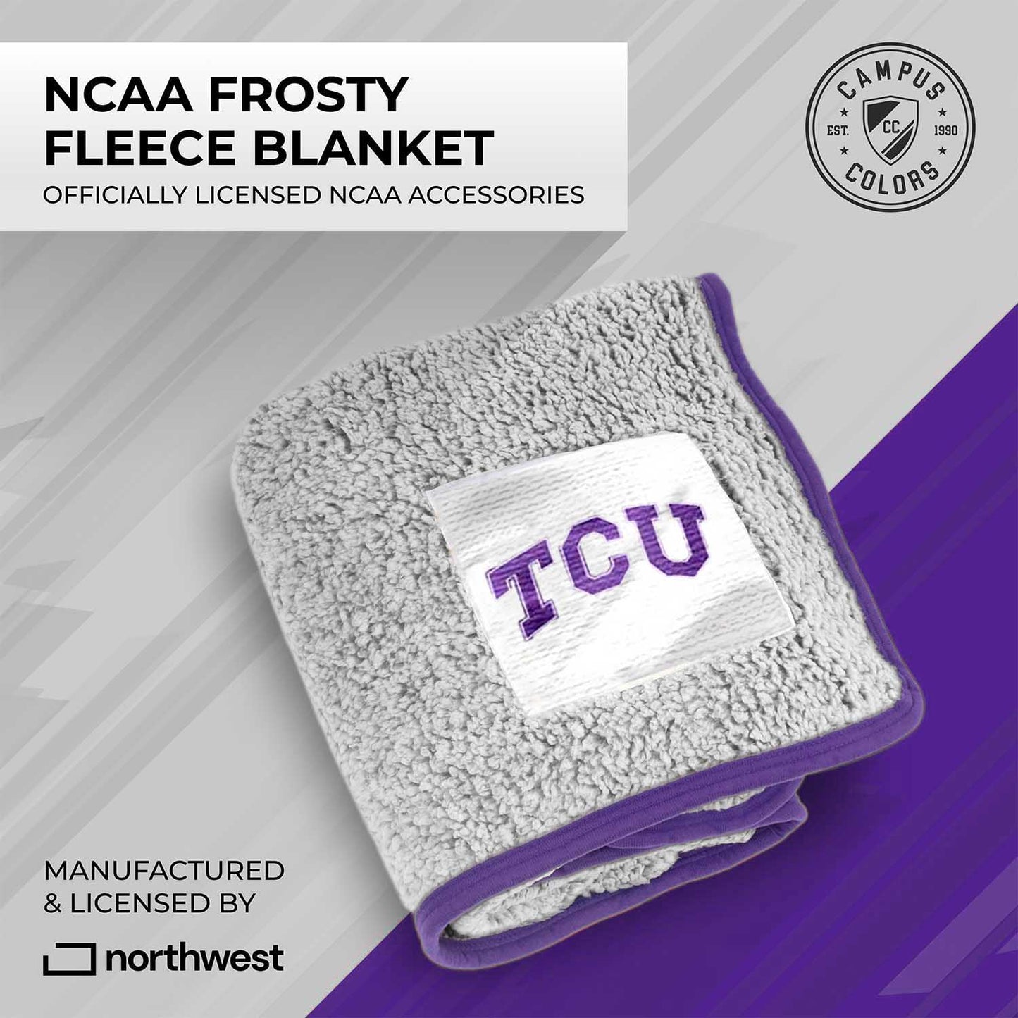 TCU Horned Frogs NCAA Silk Sherpa College Throw Blanket - Purple
