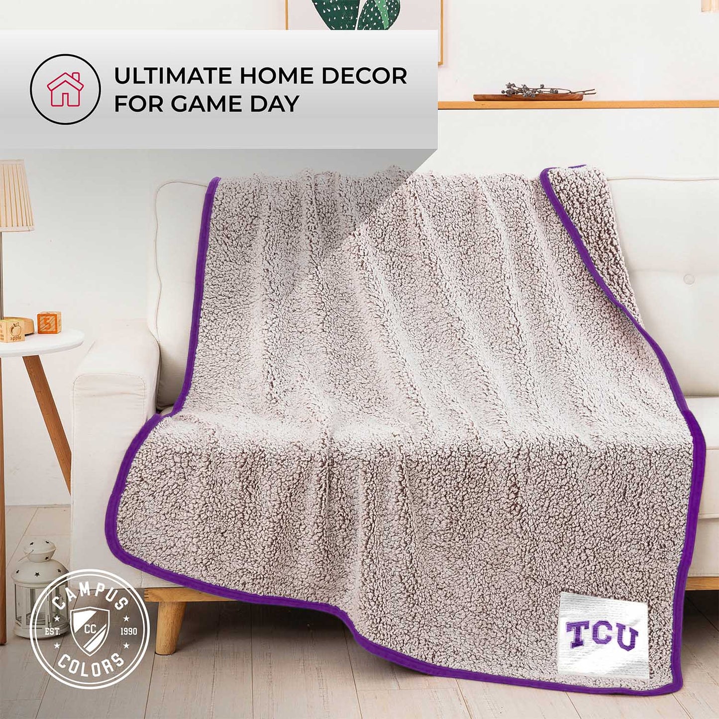 TCU Horned Frogs NCAA Silk Sherpa College Throw Blanket - Purple