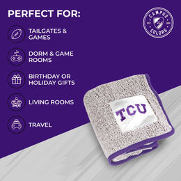 TCU Horned Frogs NCAA Silk Sherpa College Throw Blanket - Purple