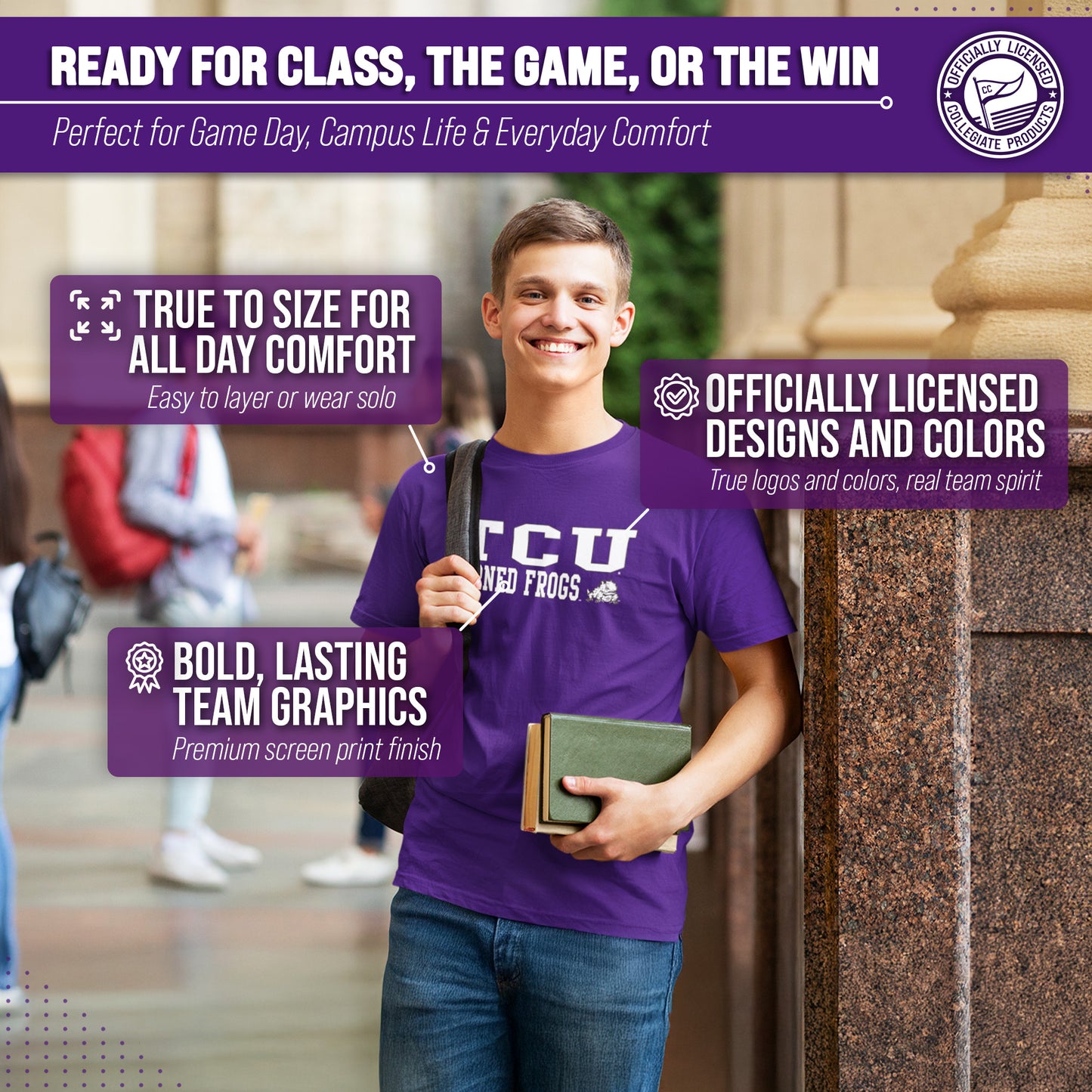 TCU Horned Frogs NCAA Adult Gameday Cotton T-Shirt - Purple