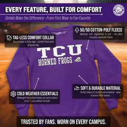 TCU Horned Frogs Adult Arch & Logo Soft Style Gameday Crewneck Sweatshirt - Purple