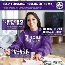 TCU Horned Frogs Adult Arch & Logo Soft Style Gameday Crewneck Sweatshirt - Purple