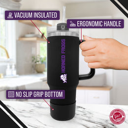 TCU Horned Frogs College & University 40 oz Travel Tumbler With Handle - Black