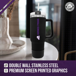 TCU Horned Frogs College & University 40 oz Travel Tumbler With Handle - Black