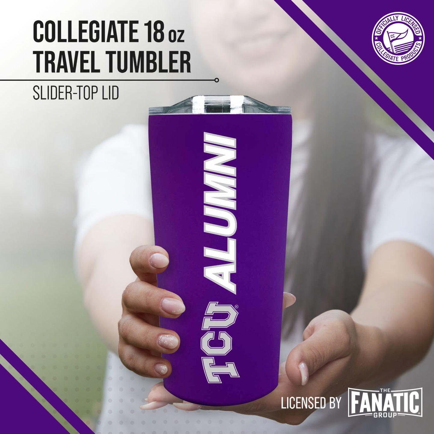 TCU Horned Frogs Collegiate Stainless Steel Travel Tumbler for Alumni - Purple
