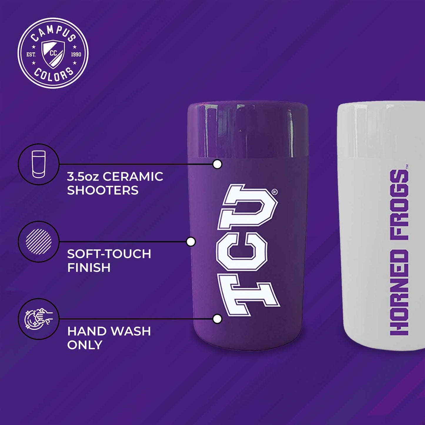 TCU Horned Frogs College and University 2-Pack Shot Glasses - Team Color