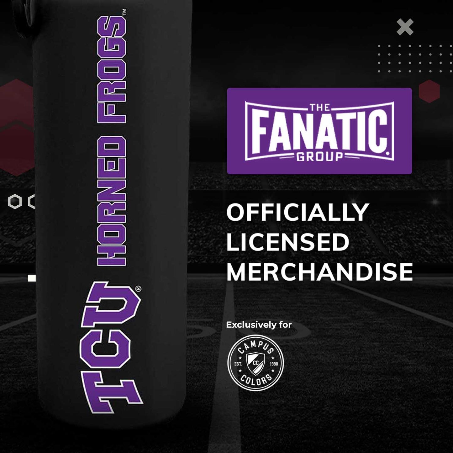 TCU Horned Frogs NCAA Stainless Steel Water Bottle - Black