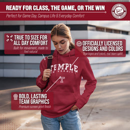 Temple Owls Adult Arch & Logo Soft Style Gameday Hooded Sweatshirt - Maroon