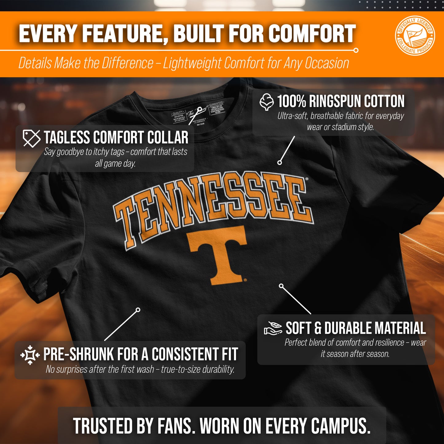 Tennessee Volunteers NCAA Adult Gameday Cotton T-Shirt - Black