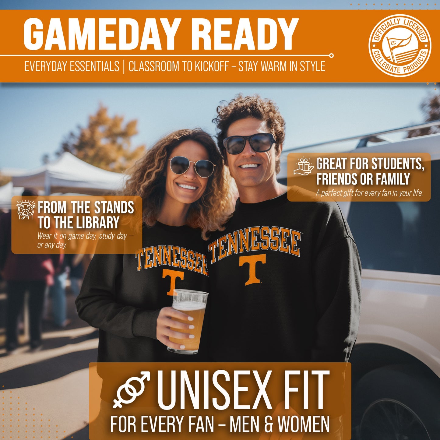 Tennessee Volunteers Adult Arch & Logo Soft Style Gameday Crewneck Sweatshirt - Black