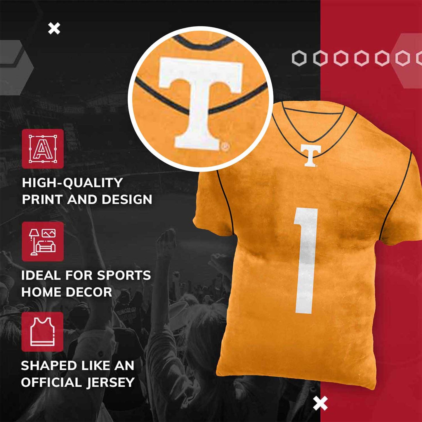 Tennessee Volunteers NCAA Jersey Cloud Pillow - Orange