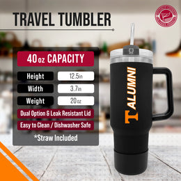 Tennessee Volunteers Collegiate 40oz Stainless Steel Travel Tumbler with Handle for Alumni - Black