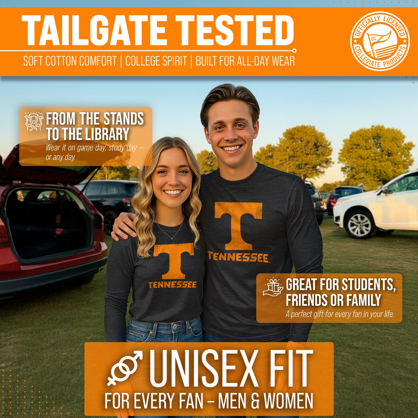 Tennessee Volunteers NCAA MVP Adult Long-Sleeve Shirt - Black Heather