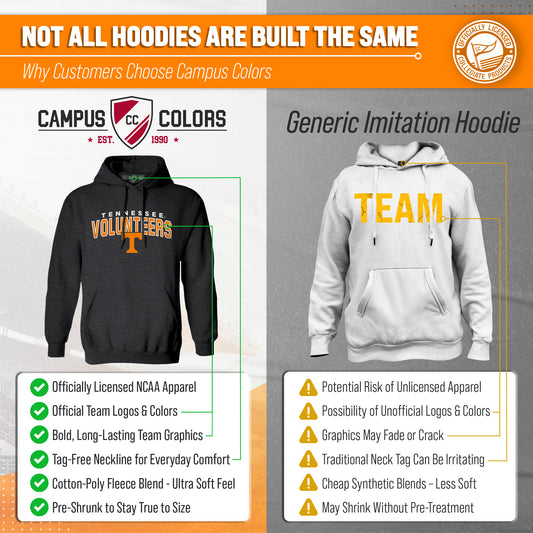 Tennessee Volunteers NCAA Adult Unisex Starting Fresh Heathered Hooded Fleece Sweatshirt - Black Heather