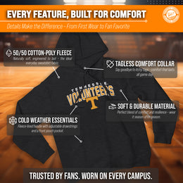 Tennessee Volunteers NCAA Adult Unisex Starting Fresh Heathered Hooded Fleece Sweatshirt - Black Heather