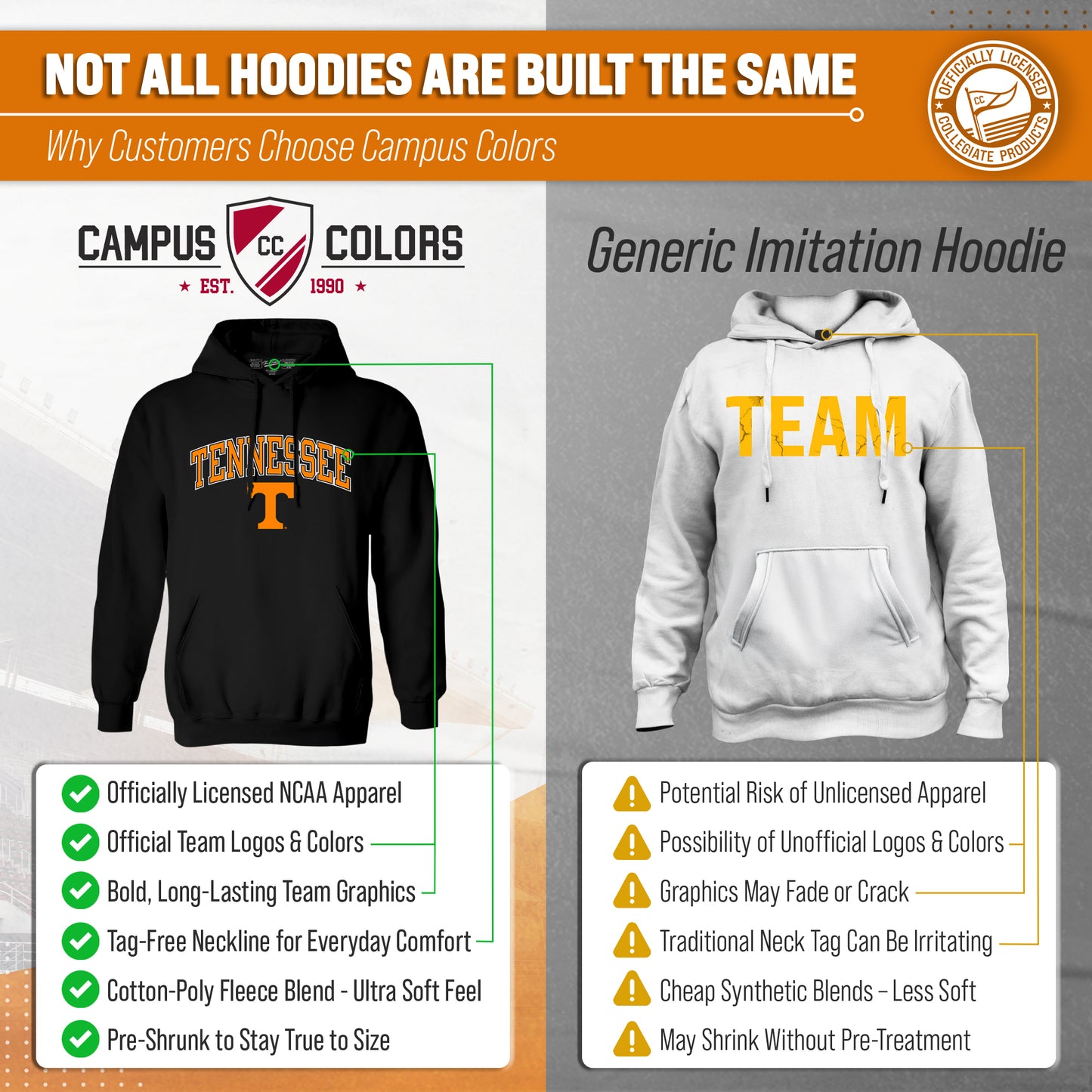 Tennessee Volunteers Adult Arch & Logo Soft Style Gameday Hooded Sweatshirt - Black
