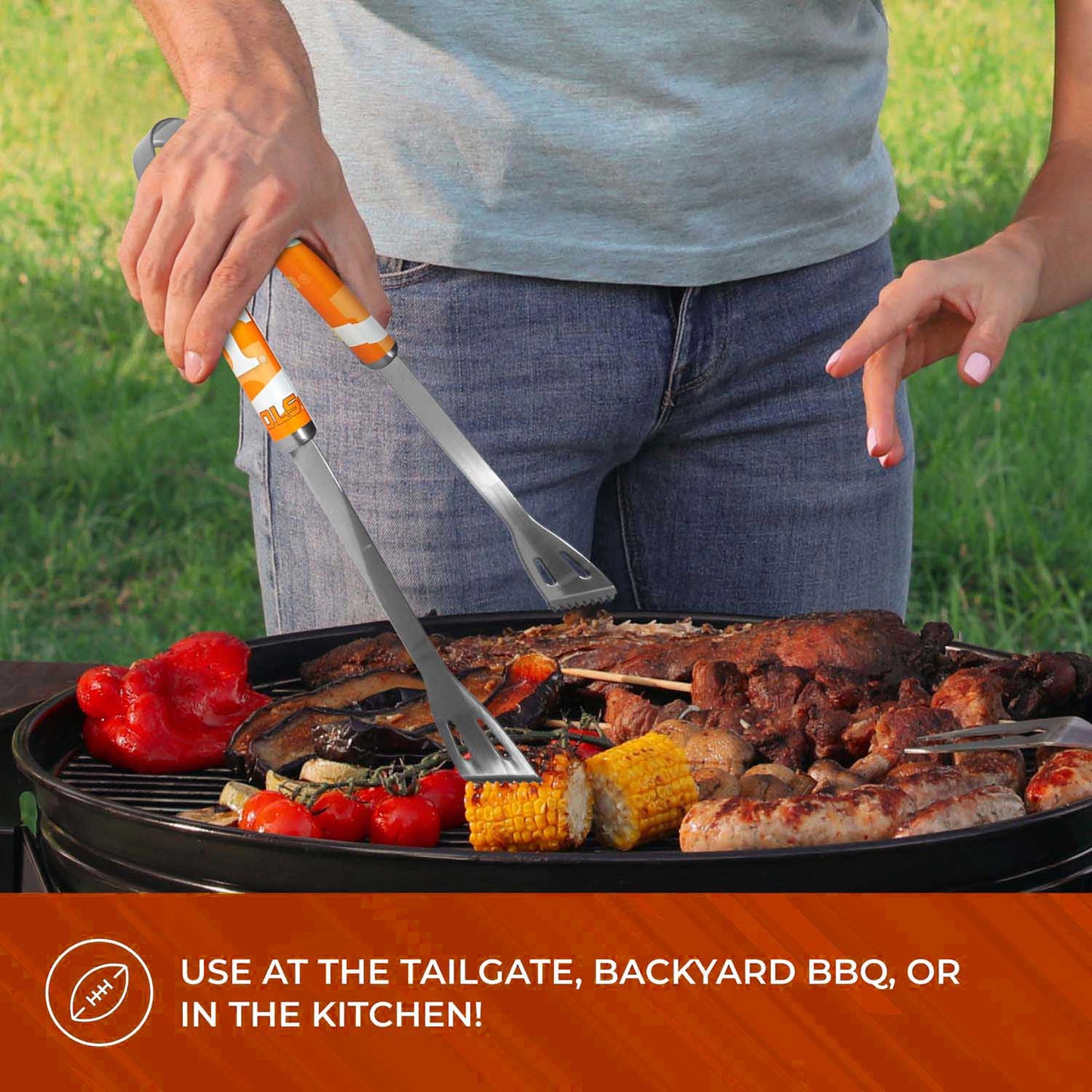 Tennessee Volunteers Collegiate University Two Piece Grilling Tools Set with 2 Magnet Chip Clips - Chrome