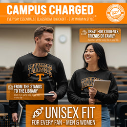 Tennessee Volunteers NCAA Adult Unisex Overtime Classics Crewneck Fleece Sweatshirt - Black