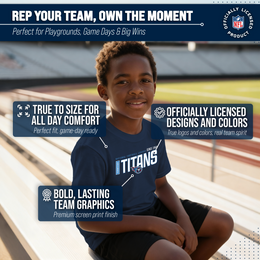 Tennessee Titans NFL Youth Modern Endzone Football T-Shirt Unisex Tag Free Comfortable - Navy