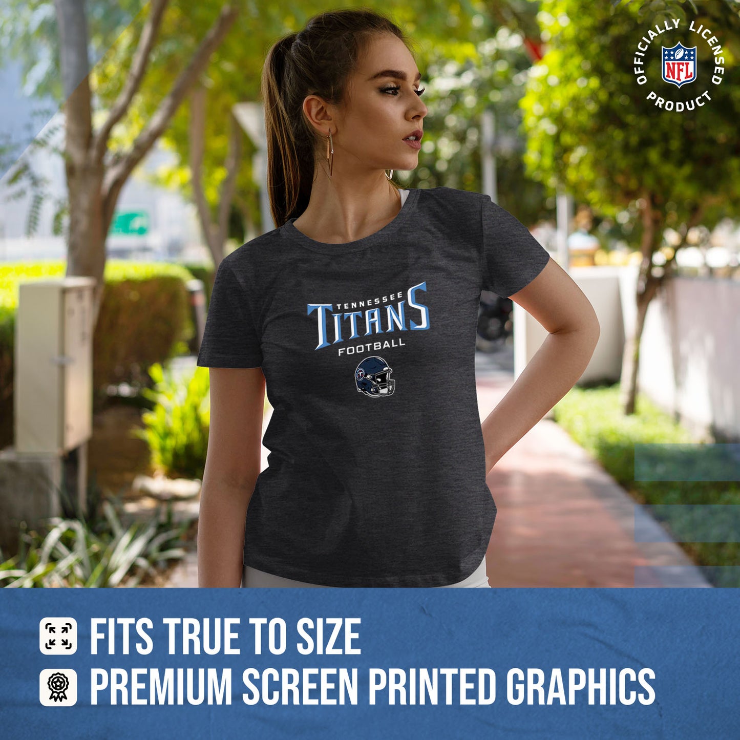 Tennessee Titans Women's NFL Football Helmet Short Sleeve Tagless T-Shirt - Charcoal