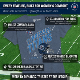 Tennessee Titans NFL Womens Distressed Helmet Tag-Less Soft T-Shirt - Blue Heather