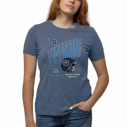 Tennessee Titans NFL Womens Distressed Helmet Tag-Less Soft T-Shirt - Blue Heather