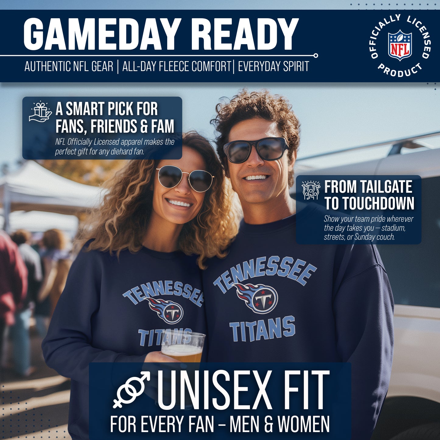 Tennessee Titans NFL Adult Gameday Football Crewneck Sweatshirt - Navy