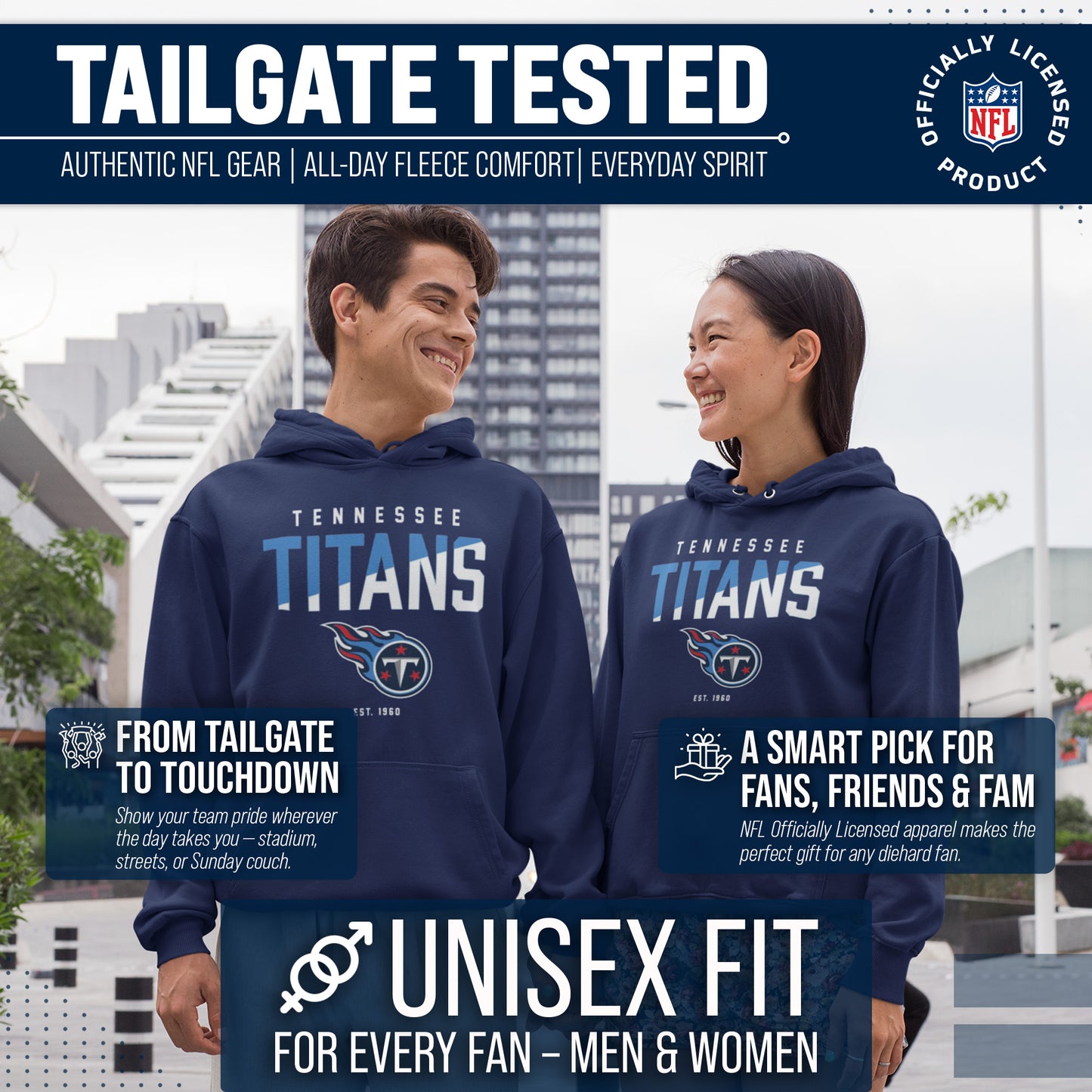Tennessee Titans Adult NFL Diagonal Fade Fleece Hooded Sweatshirt - Navy