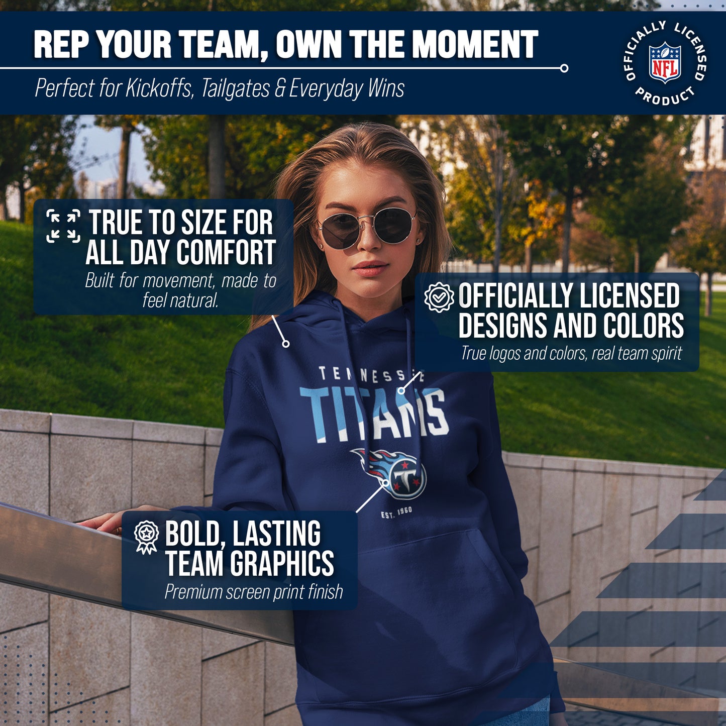 Tennessee Titans Adult NFL Diagonal Fade Fleece Hooded Sweatshirt - Navy