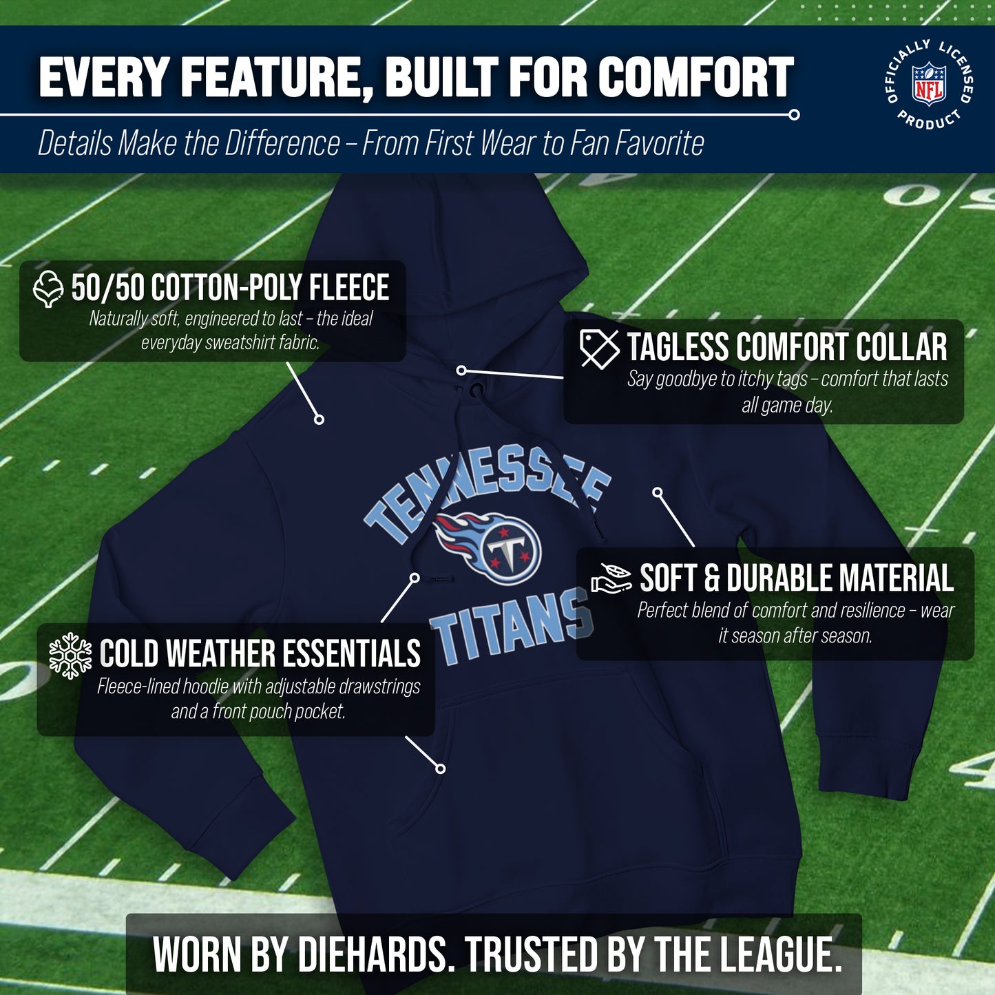 Tennessee Titans NFL Adult Gameday Hooded Sweatshirt - Navy