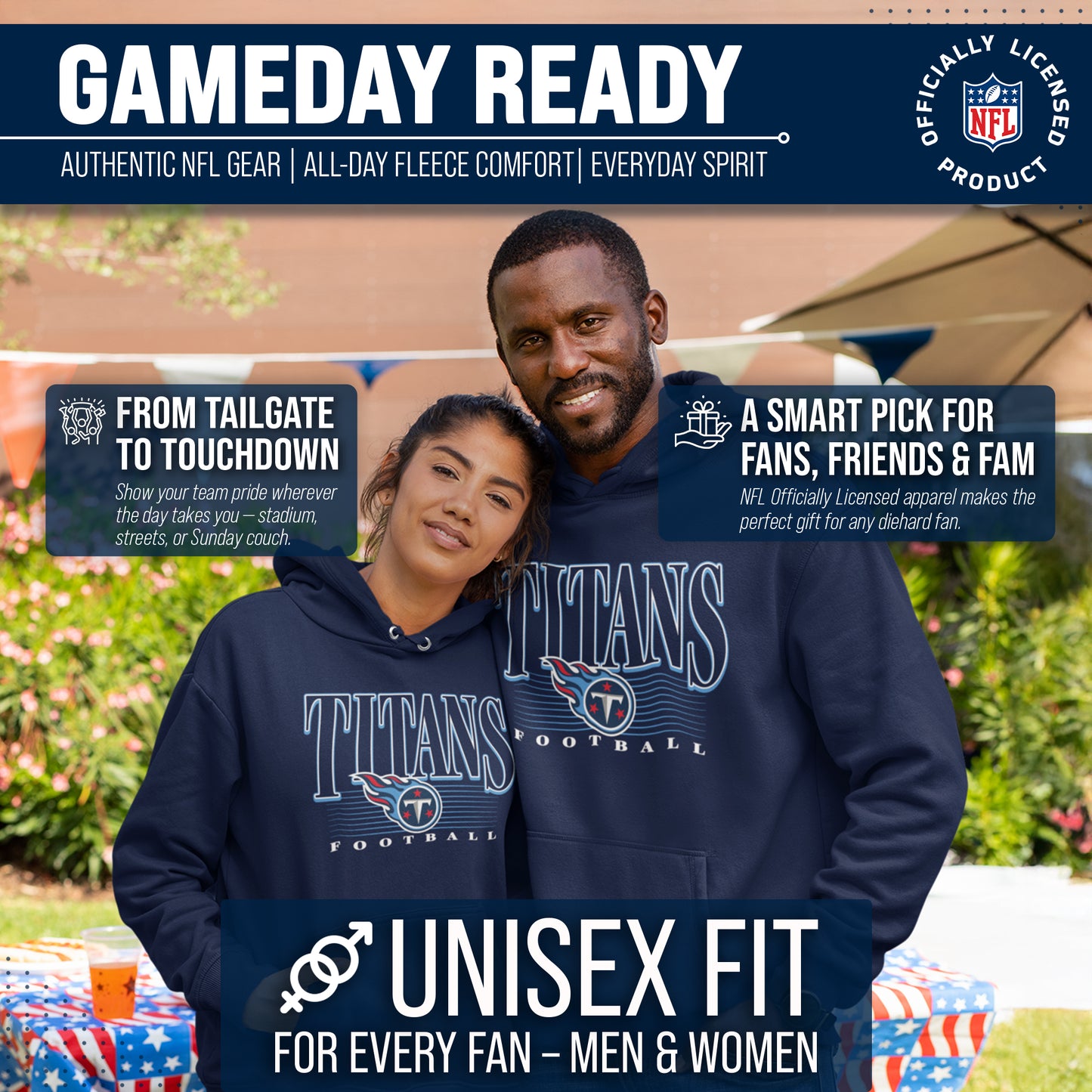 Tennessee Titans NFL Adult Unisex Overtime Blueprint Soft Fleece Hooded Sweatshirt - Navy