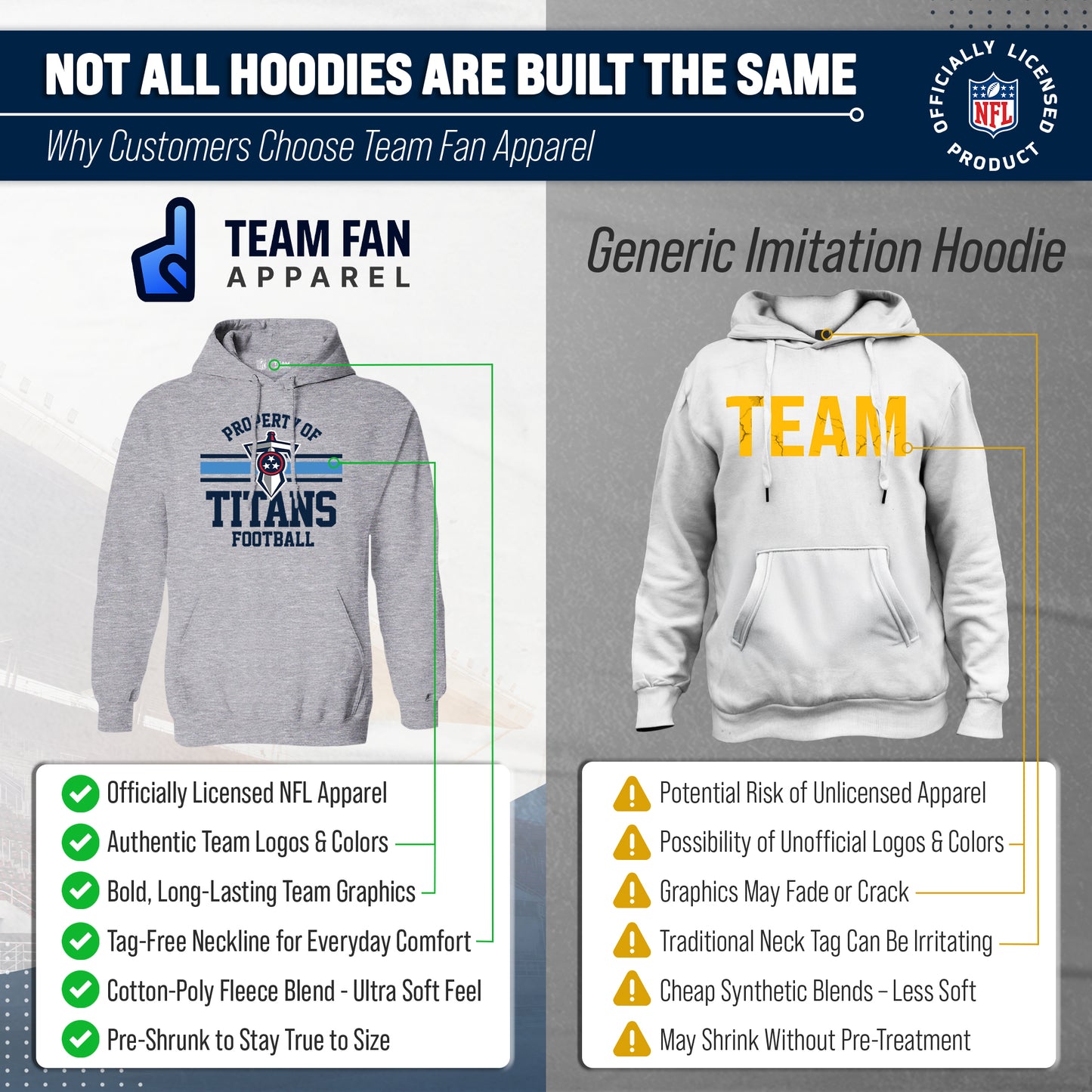 Tennessee Titans NFL Adult Property Of Hooded Sweatshirt - Sport Gray