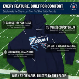 Tennessee Titans NFL Adult Unisex Retro Script Ultra Soft Fleece Hooded Sweatshirt - Navy