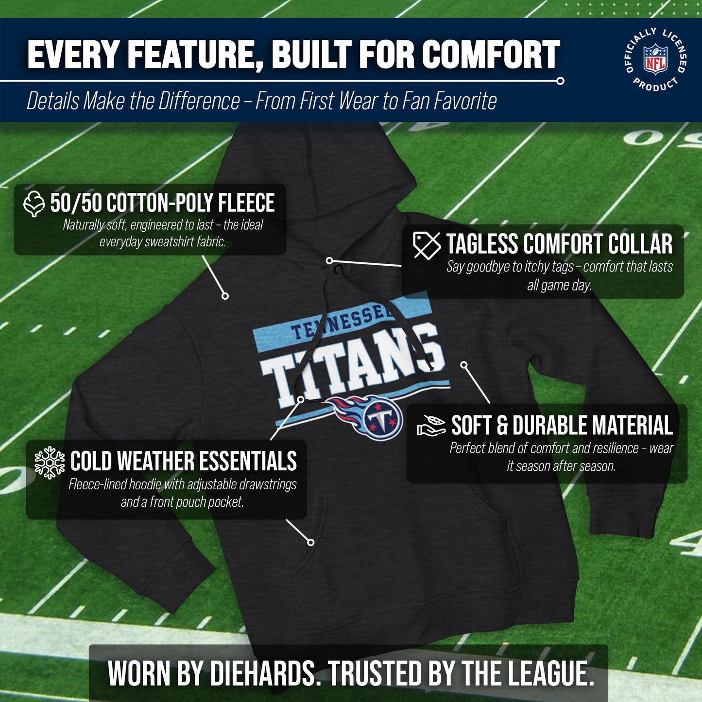 Tennessee Titans NFL Adult Gameday Charcoal Hooded Sweatshirt - Charcoal