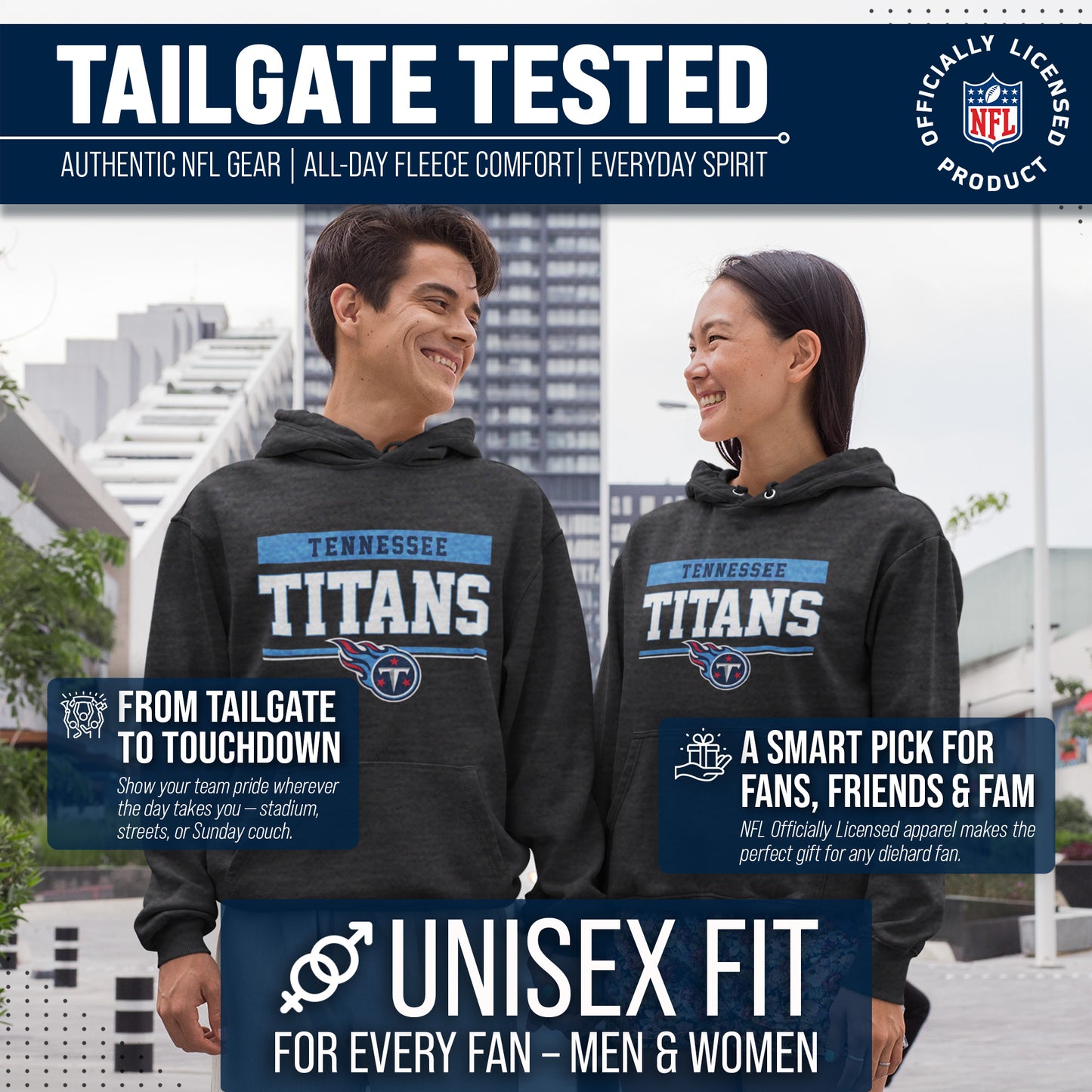 Tennessee Titans NFL Adult Gameday Charcoal Hooded Sweatshirt - Charcoal