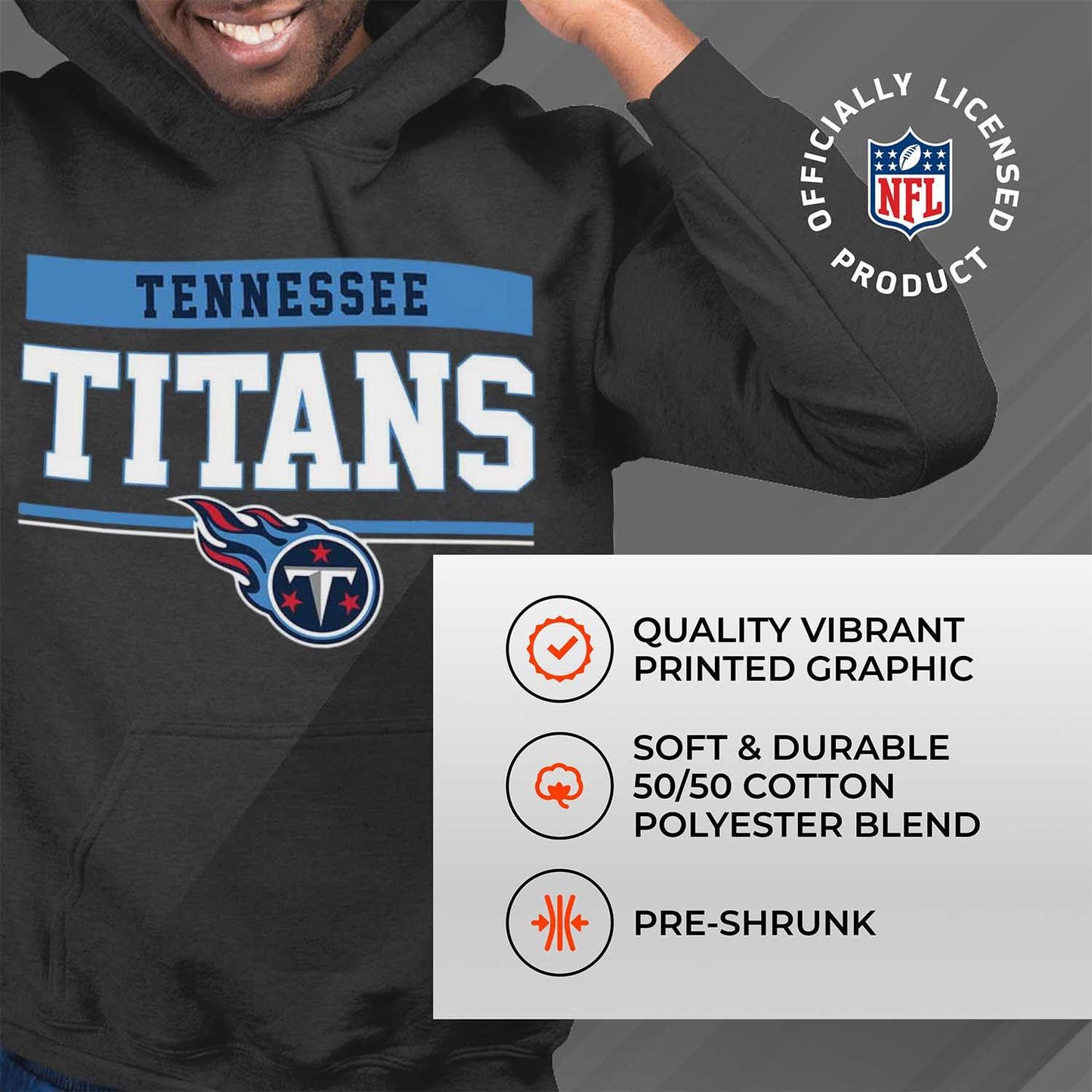 Tennessee Titans NFL Adult Gameday Charcoal Hooded Sweatshirt - Charcoal