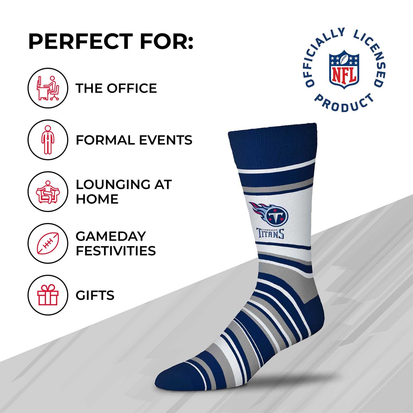 Tennessee Titans NFL Adult Striped Dress Socks - Navy