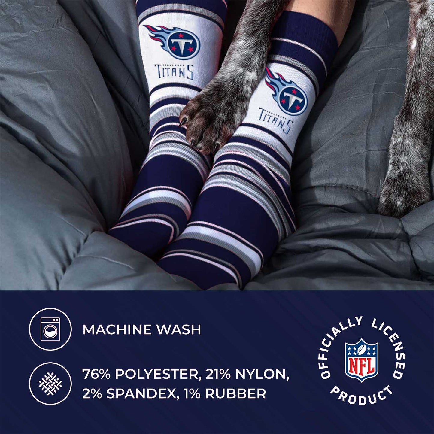 Tennessee Titans NFL Adult Striped Dress Socks - Navy