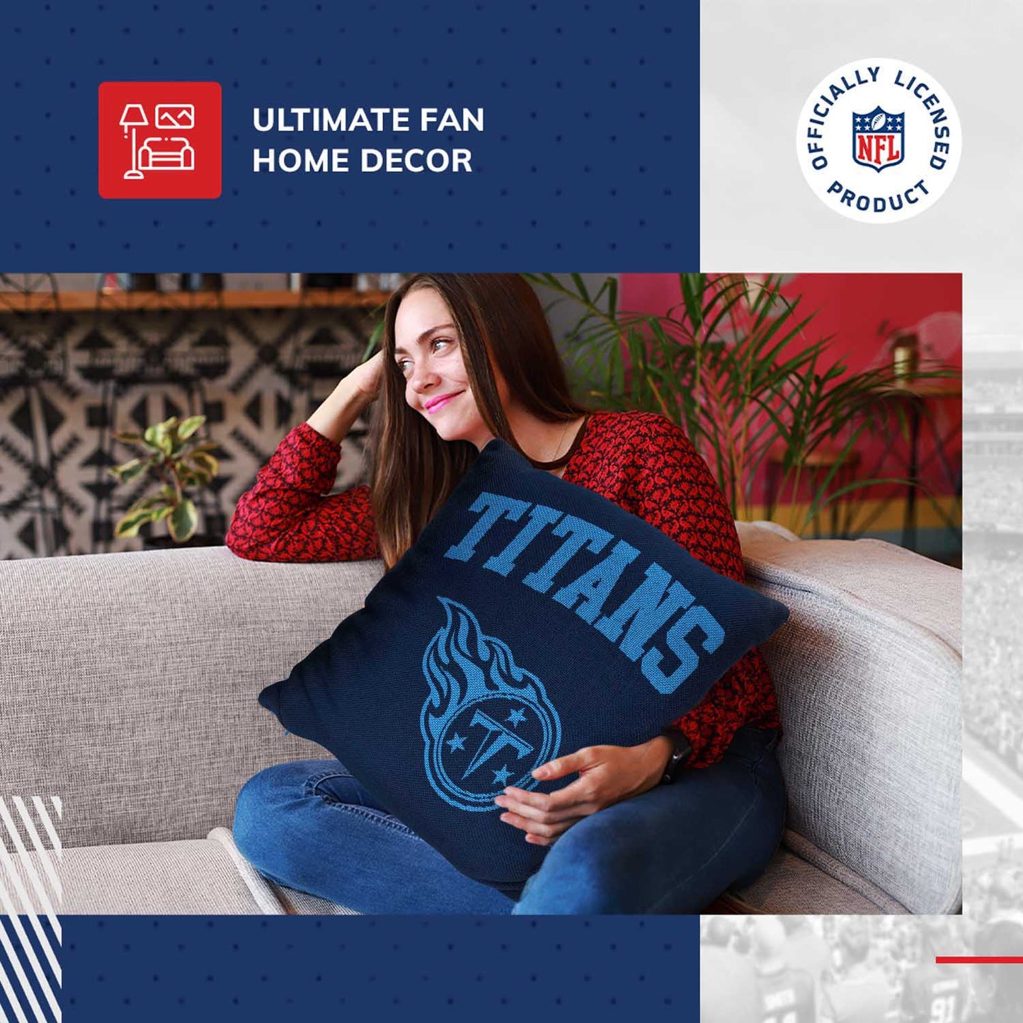 Tennessee Titans NFL Decorative Football Throw Pillow - Navy