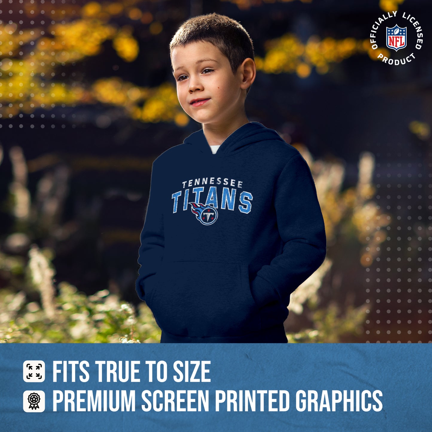 Tennessee Titans NFL Youth Starting Fresh Hoodie- Pro Football Sweatshirt for Boys and Girls - Navy