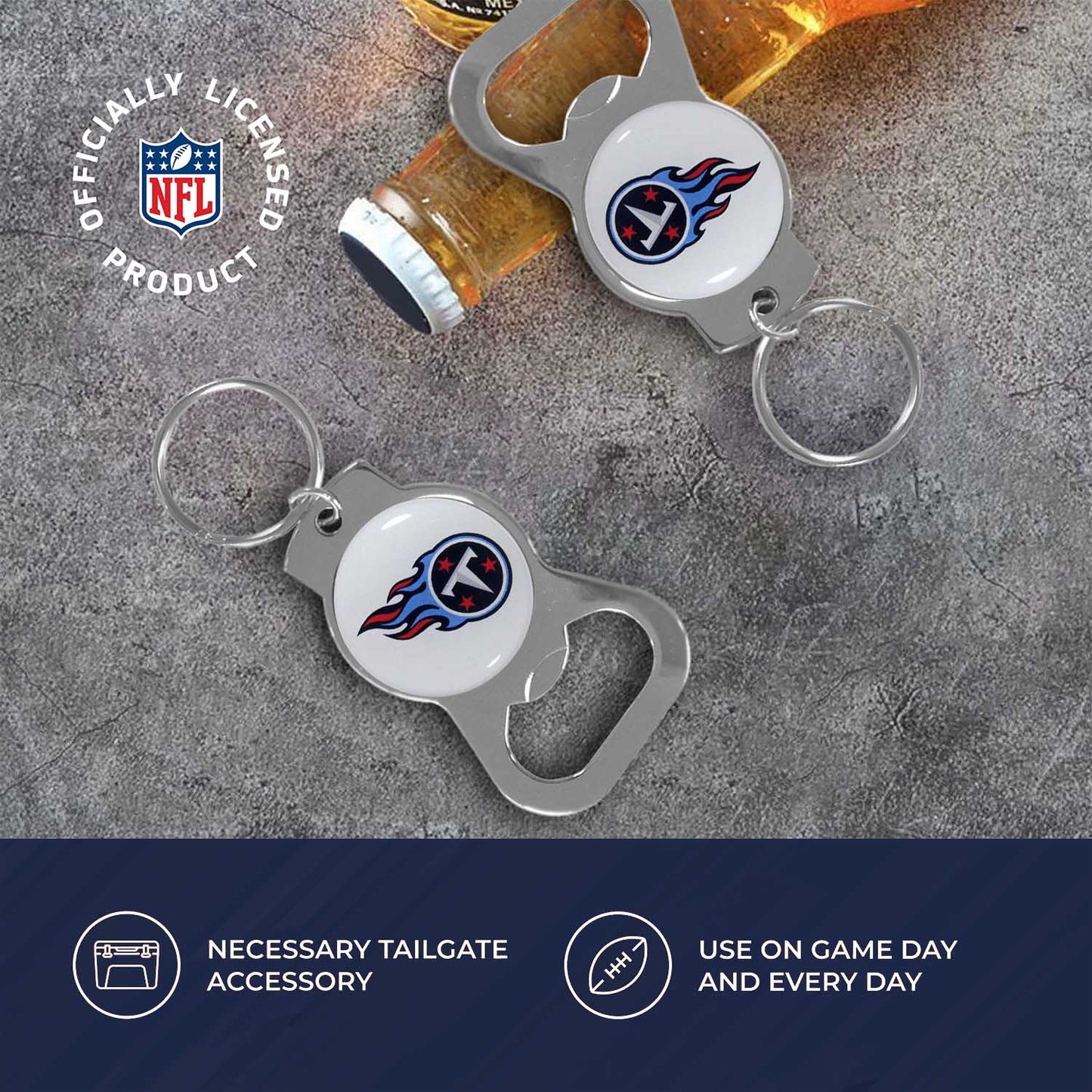 Tennessee Titans NFL Bottle Opener Keychain Bundle - Black