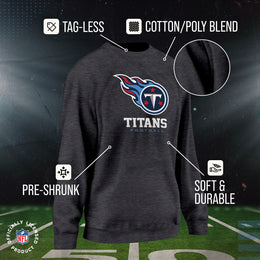 Tennessee Titans Women's NFL Ultimate Fan Logo Slouchy Crewneck -Tagless Fleece Lightweight Pullover - Charcoal