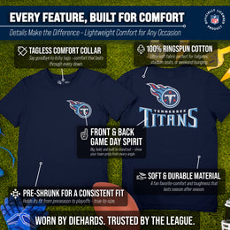 Tennessee Titans NFL Pro Football Final Countdown Adult Cotton-Poly Short Sleeved T-Shirt For Men & Women - Navy