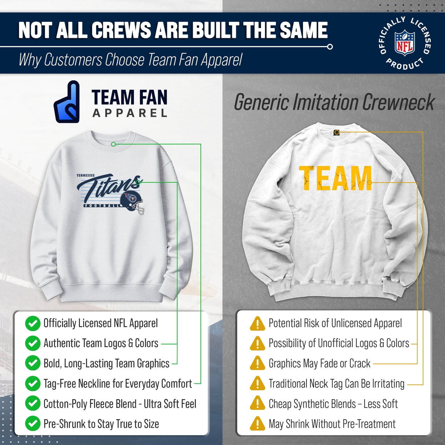Tennessee Titans Womens NFL Scrimmage Line Crewneck Pullover - Gray Heather
