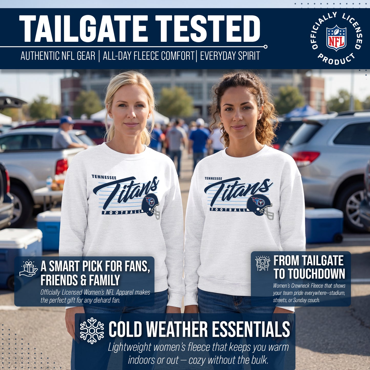 Tennessee Titans Womens NFL Scrimmage Line Crewneck Pullover - Gray Heather