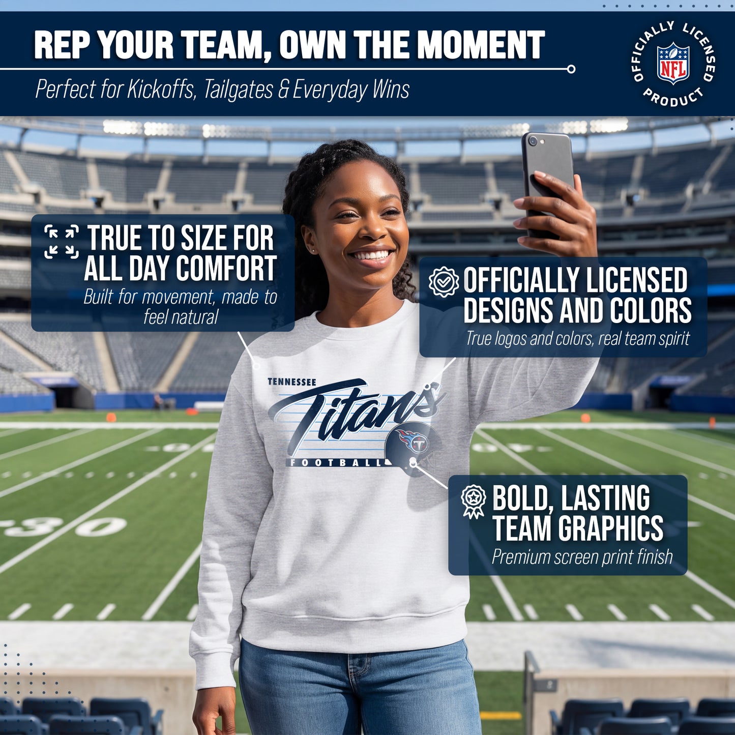 Tennessee Titans Womens NFL Scrimmage Line Crewneck Pullover - Gray Heather