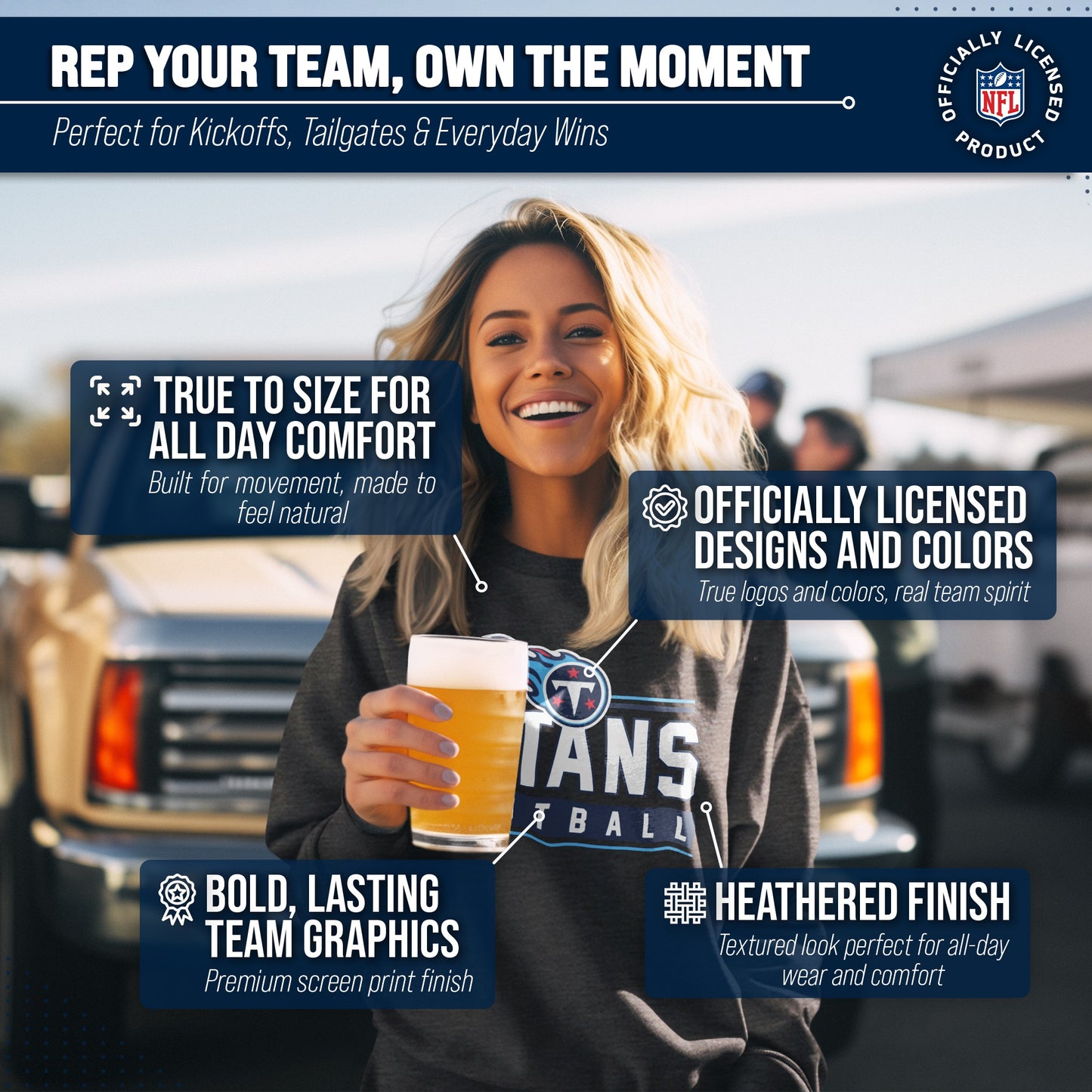 Tennessee Titans NFL Adult True Fan Crewneck Sweatshirt - Charcoal