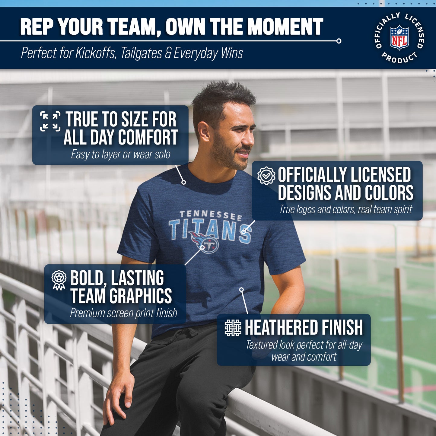 Tennessee Titans NFL Starting Fresh Short Sleeve Heather T-Shirt - Navy